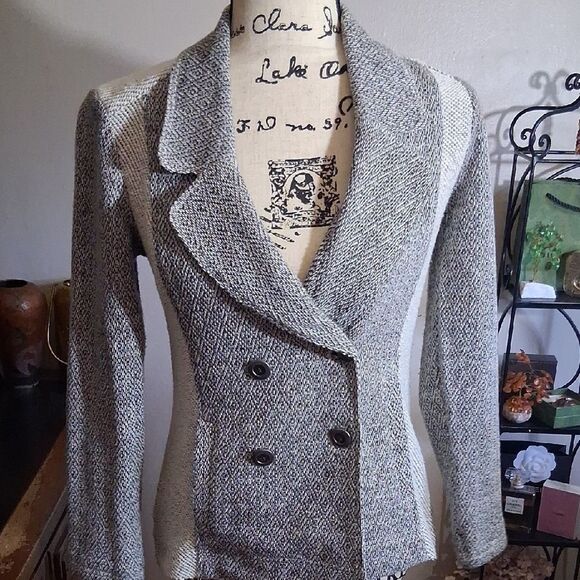 Anthropologie Saturday Sunday Women's Black and White Marled Blazer Jacket XXSP - Picture 1 of 12